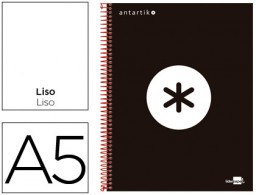 Cuaderno espiral Liderpapel Antartik A-5 tapa forrada 120h micro 100g liso color negro